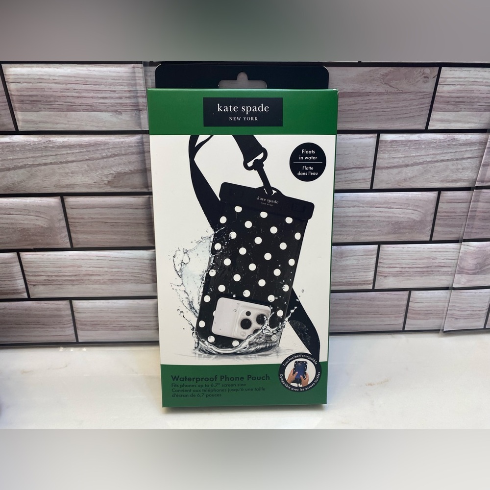 Kate Spade ❄️ Waterproof Polka Dot/Black Phone Pouch With Adjustable Strap  NIB